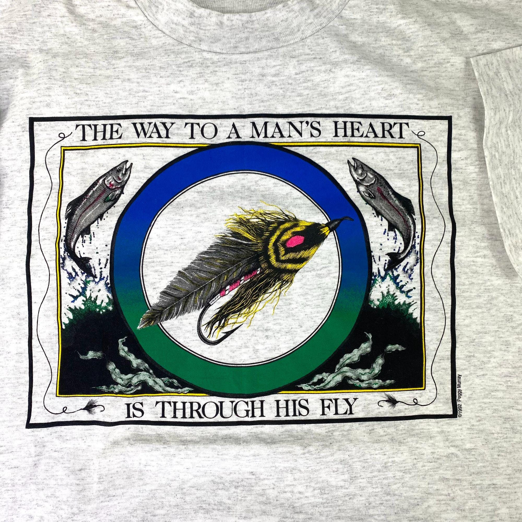 T-shirt Vintage 1993 Peggy Murray - Message "Just Say No Bait", Hanes, Taille M