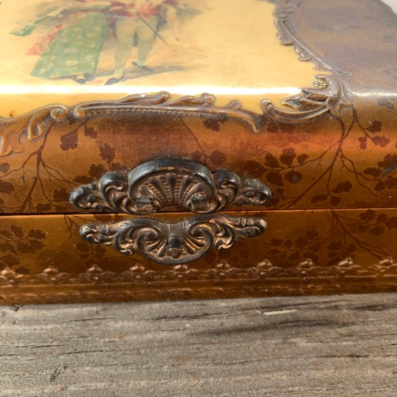shabby ornate jewelry box with silk lining 20s to… - image 8