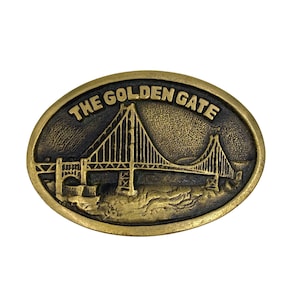 Golden Gate Bridge Vintage Brass Belt Buckle San Francisco Souvenir 1978