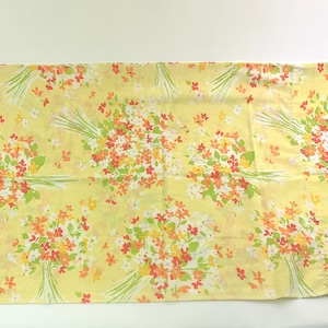 60s Vintage Yellow Orange Green Floral Pillowcase Standard Burlington House