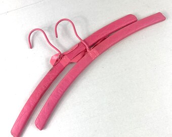 Pink Quilted Fabric Covered Wood Clothes Lingerie Hangers