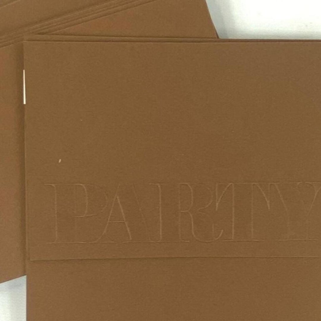 PARTY Embossed Invitation Note Cards 70s Vintage Brown Paper Stationery ...