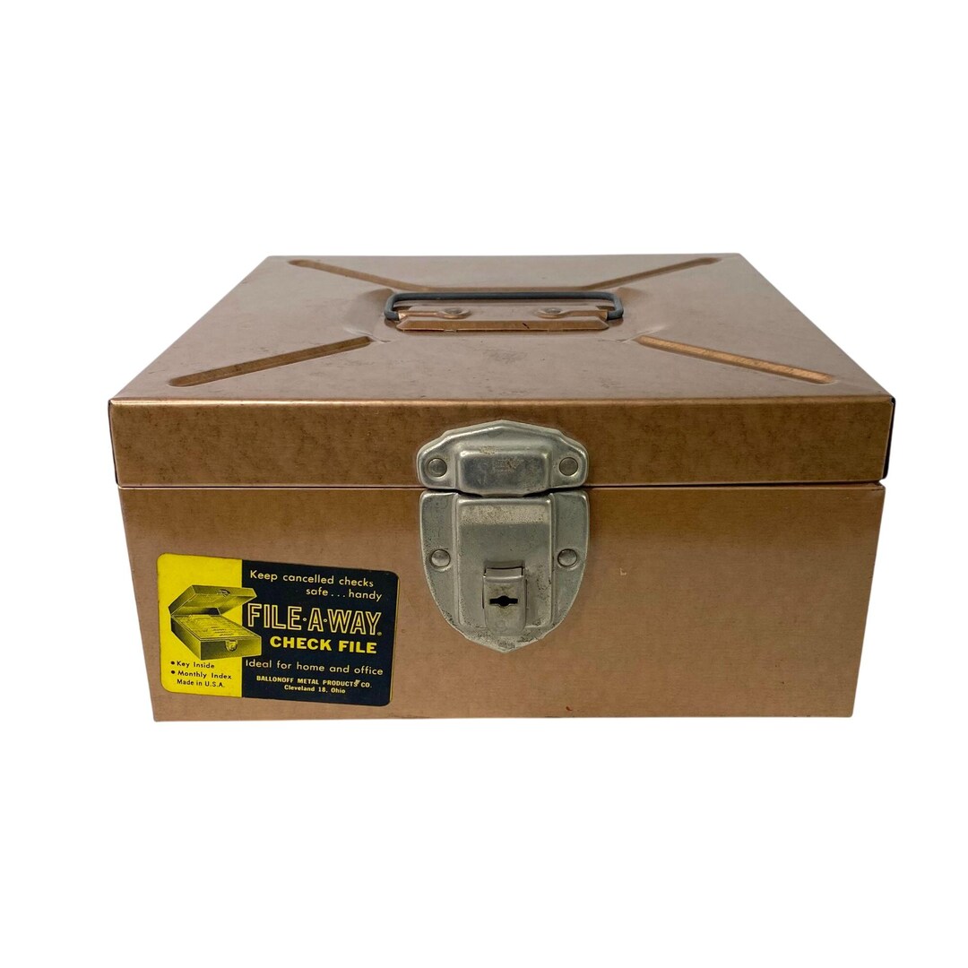 Copper Metal File-a-way Check File Box 50s Vtg Office Recipe - Etsy