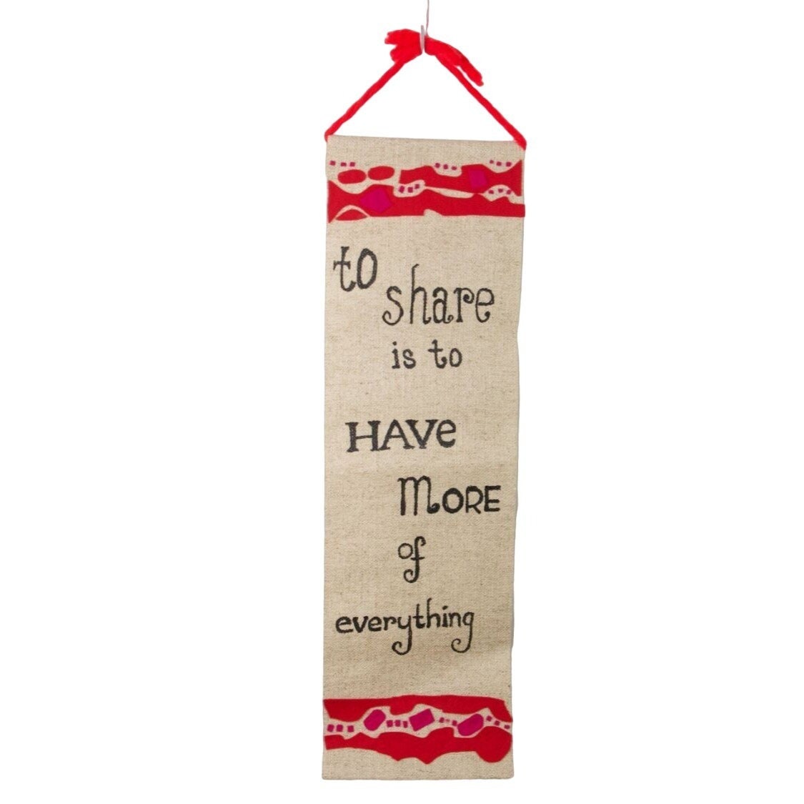 Share Saying Burlap and Felt Banner Handmade 70s Vintage Wall