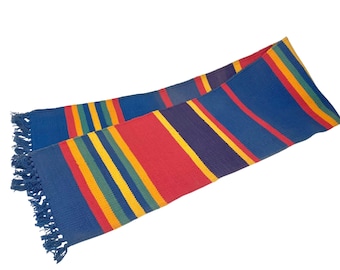 Camino de mesa de tela tejida a rayas de algodón colorido, mantel individual de tela estilo boho casual.