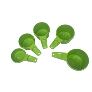 Bright Green Tupperware Stacking Measuring Cups Set of 5 Vintage Retro