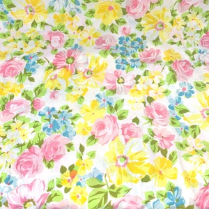 Lenzuolo con angoli gemelli vintage floreale colorato Mod Fiori Giallo Rosa Blu