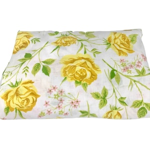 Lady Pepperell Yellow Rose Floral Print Full Fitted Vintage Sheet