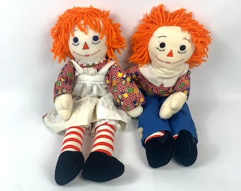 70年代から80年代のヴィンテージの手作りラガディアンとアンディ人形