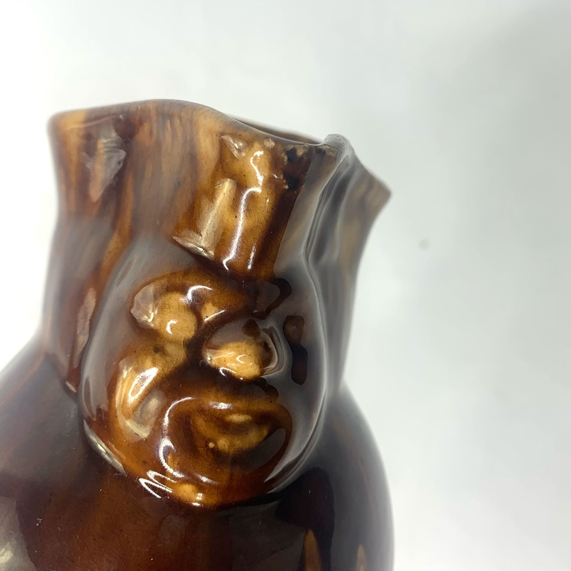 Antique Rockingham Drip Glaze Pitcher 5 Inch Figural Toby Jug Brown ...
