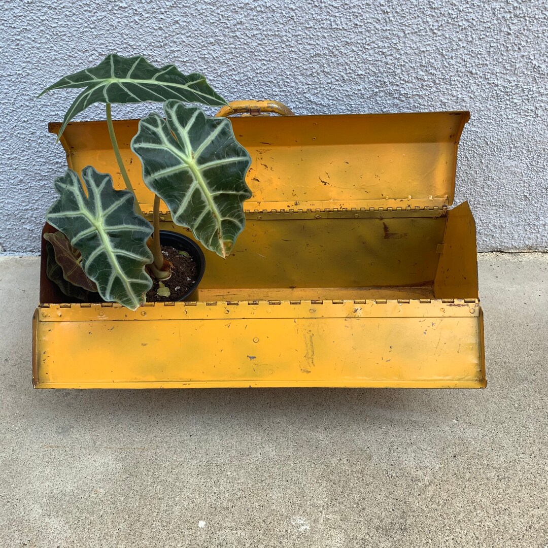 Large Safety Yellow Metal Tool Box 50s to 60s Vintage Storage Box Etsy