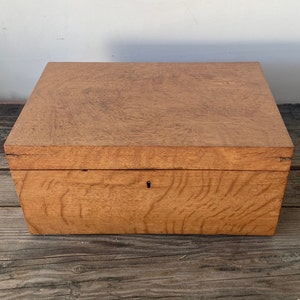 antique portable travel desk maple wood document box lidded chest early 19th century
