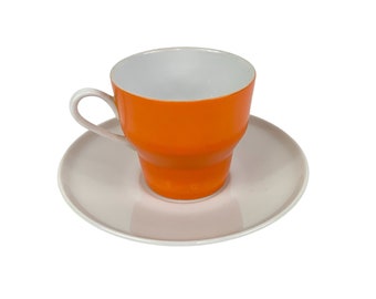 Contempri by Paul McCobb MCM Vintage Orange White Tea Cup Saucer