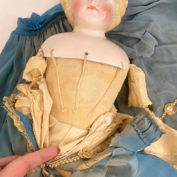 Large Antique German China Head Doll 28