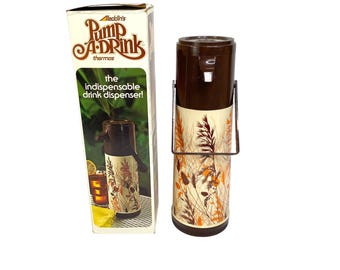 Aladdin Pump a Drink Vintage 1 qt Thermos insulated vacuum Autumn Wheat