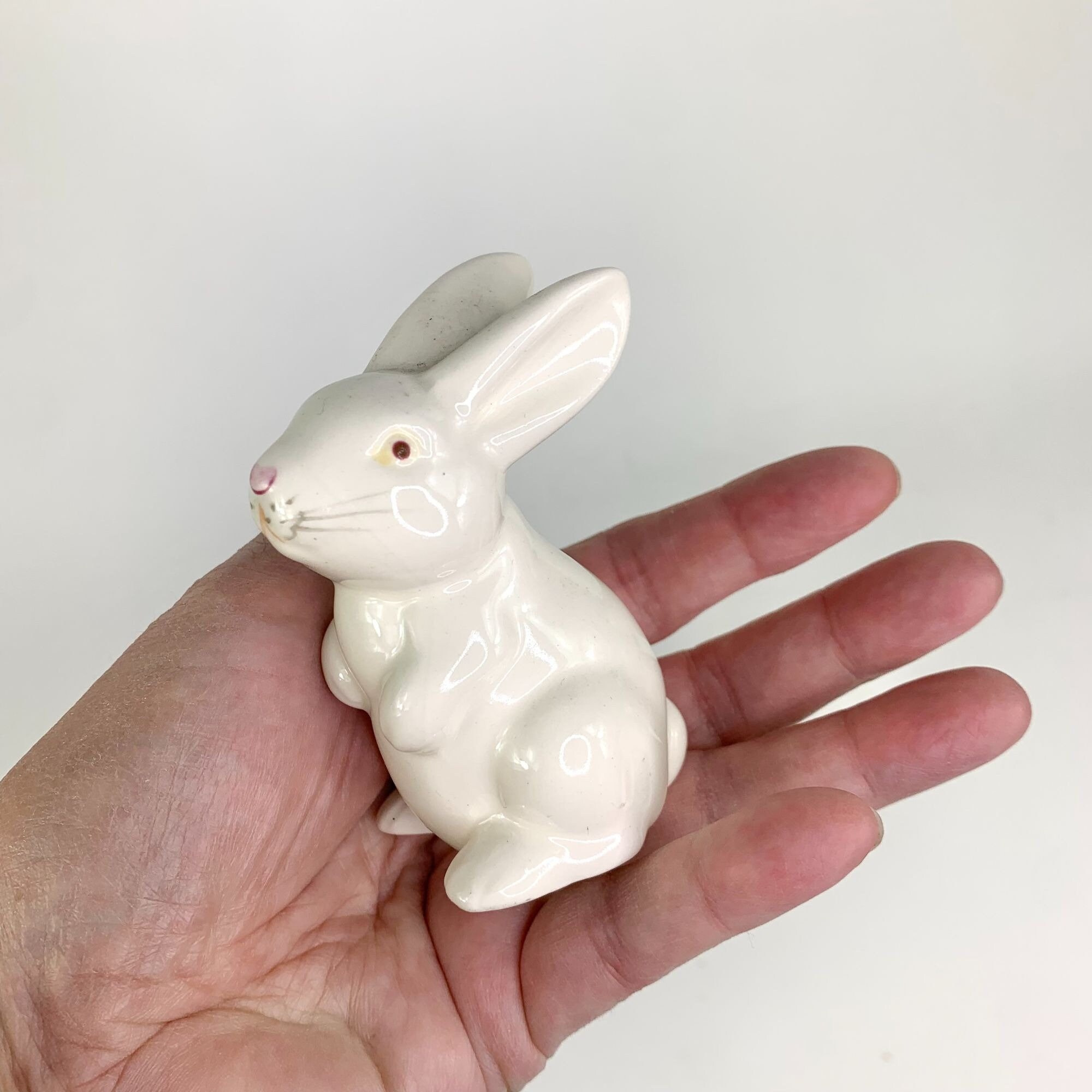 Takahashi Japan White Ceramic Bunny Figurine 60s Vintage Rabbit