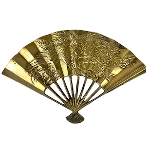 11 Zoll Messing Dekorative Hand Fan Wandbehang Papiergewicht Dragon Bird