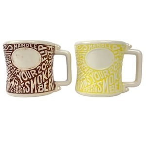 CB Radio Mugs Phrases 70s Vintage Handmade His and Hers Pair Ceramic