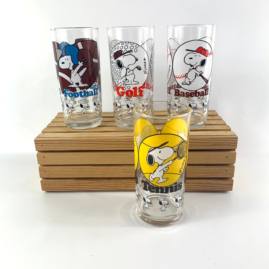 Snoopy sports drinking glasses Your Choice football baseball Etsy