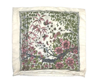 Butterfly and Bamboo Silk Satin 15 inch Square Accent Pillow COVER ONLY