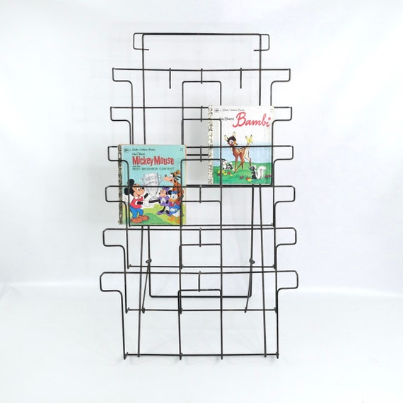 Midcentury Metal Wire Store Display Rack Industrial Book Art Etsy
