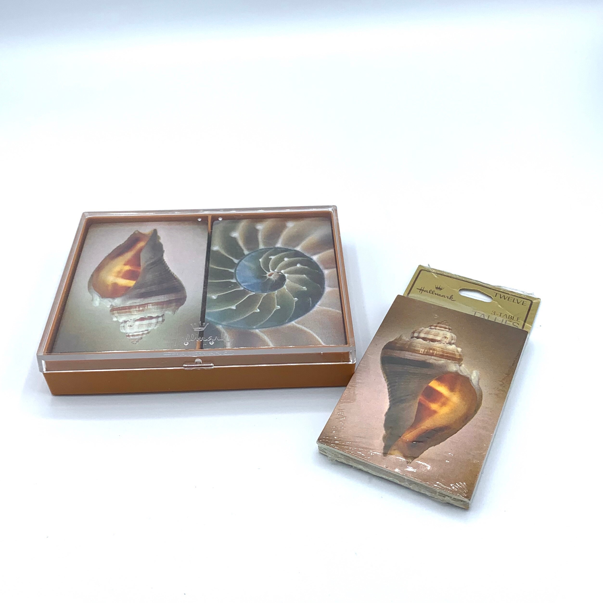 Two Sets Seashell Playing Cards and Bridge Tally NOS Vintage Etsy Canada
