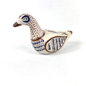 Tonala Mexican pottery bird unglazed stoneware signed Tiz