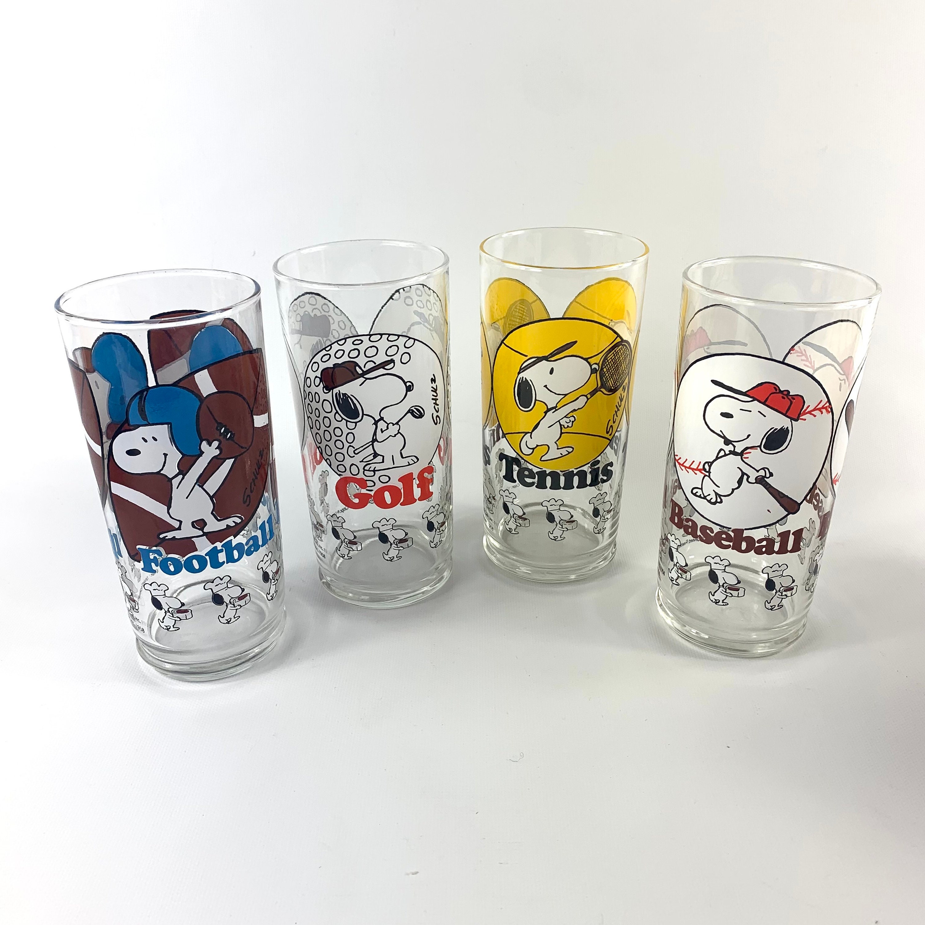 Snoopy sports drinking glasses Your Choice football baseball Etsy