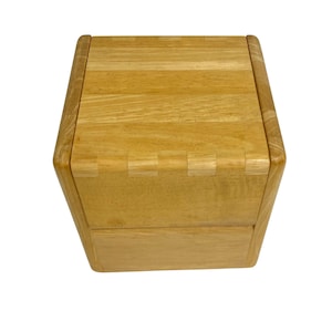 Light Oak Wood Cube Trinket Box Handmade Office Craft Storage
