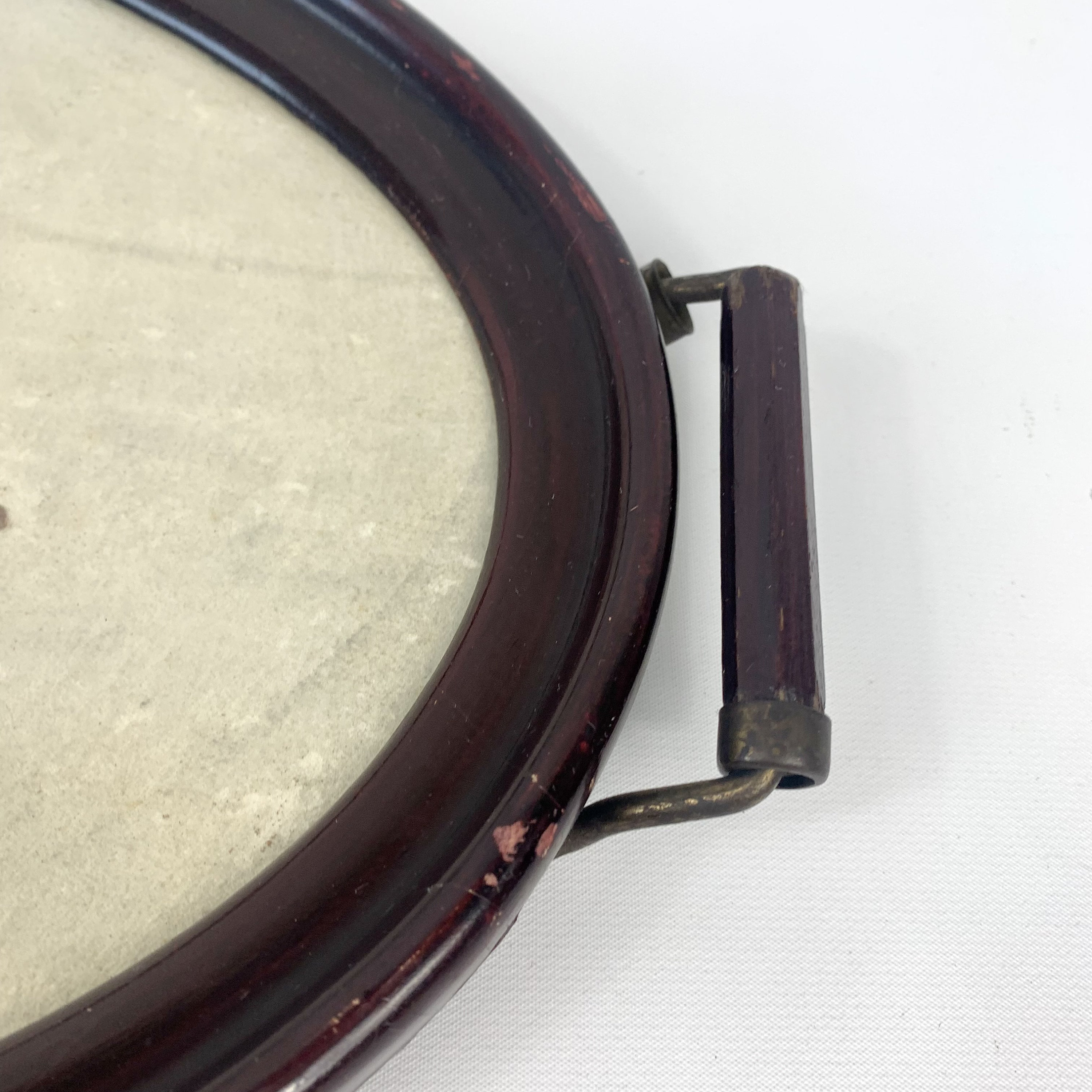 Wood and brass serving tray with needlework under glass Etsy