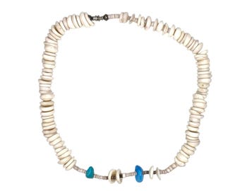 genuine PUKA shell necklace 16mm rustic natural white 21 inch choker 70s vintage