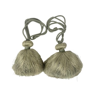 Large Sage Green Silk Tassels Drapery Tie Backs Passementerie Decor