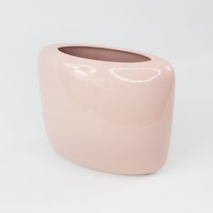 Sleek Square Ceramic Vase 80s vintage Glossy Pale Pink