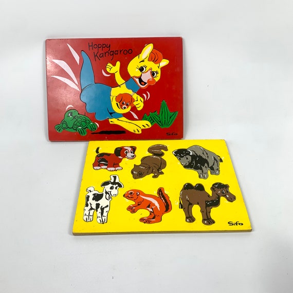 Puzzles bois vintage Hoppy Kangourou et animaux Sifo puzzle enfant