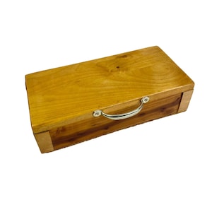 Handmade Vintage Small Plain Wood Box pens jewelry stash storage