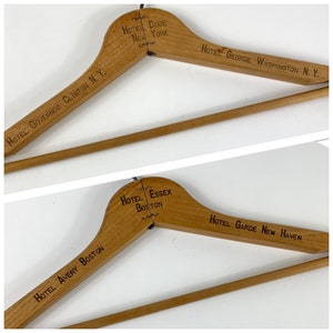 Double Side Wooden Hotel Advertising Clothes Coat Hanger Boston New York