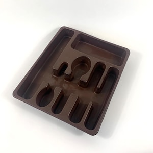 Large dark brown silverware tray plastic flatware drawer storage