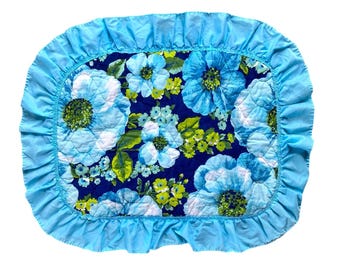 Funda de almohada de cama con diseño floral moderno y colorido, con volantes, acolchada, años 70, vintage, Montgomery Ward
