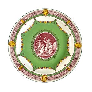 Antique Wedgwood England Etruria Plate Neoclassical Apple Green Transferware