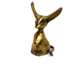 Solid Brass Mouse Figurine: Quirky Big Ear Decor (3.5 in)