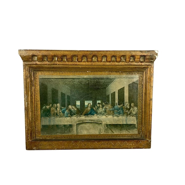 Cadre en papier mâché imprimé The Last Supper Italian vintage Wall Art