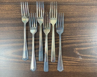 Sheraton Hotel Large dinner forks lot of 6 unpolished Reed Barton Oneida silverware