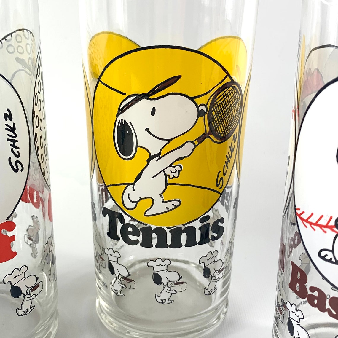 Snoopy sports drinking glasses Your Choice football baseball Etsy