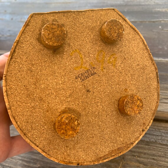 vintage cork jewelry box handmade Portuguese wood hin… Gem