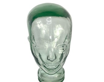 ヴィンテージ ガラス製 マネキン ヘッド インテリア ディスプレイ 頭部 緑 ガラス製マネキンヘッド、新品同様ヴィンテージ クリア/緑がかった