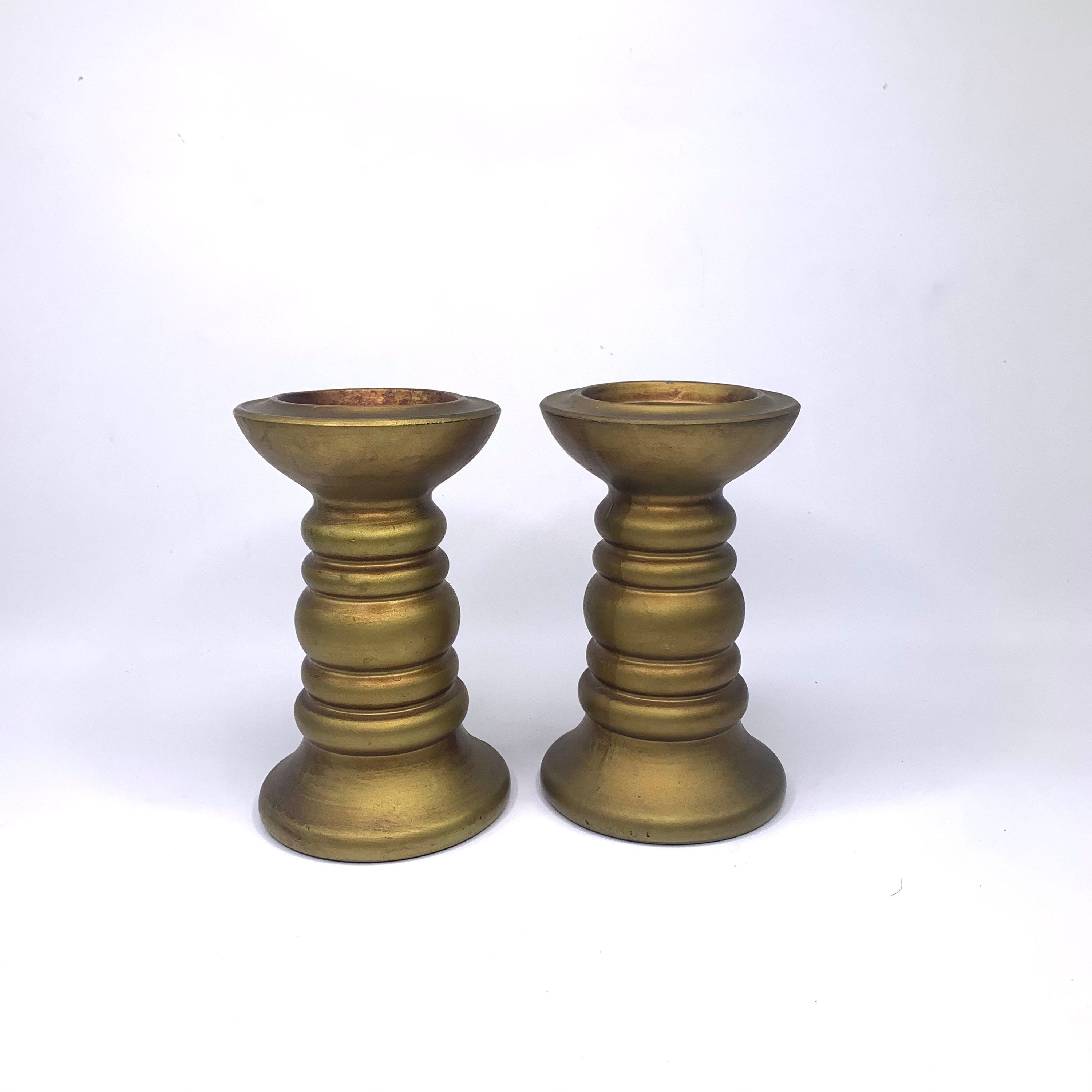 Pair of Large Gilt Ceramic Candle Holders Made in Japan Thick Etsy UK
