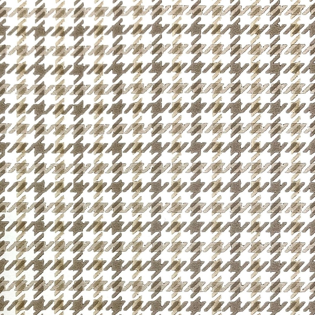 Tan and Ivory Houndstooth Check Vintage Wallpaper Remnant York