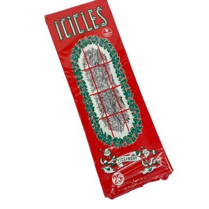 Vintage George Franke Sons Tinsel Icicles Santa Christmas Tree Holiday Decorations