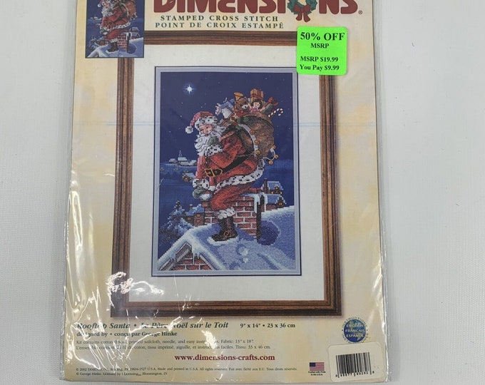 Dimensions Rooftop Santa 2002 Dimensions Rooftop Santa Claus Stamped Cross Stitch 9 X14 Kit ...