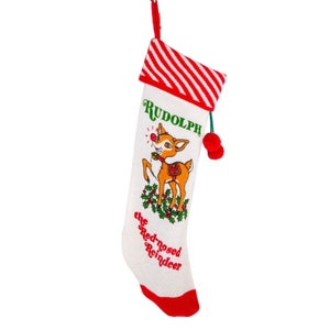 80s Vintage Rudolph Reindeer Knit Christmas Stocking Kurt S Adler Holiday Kids